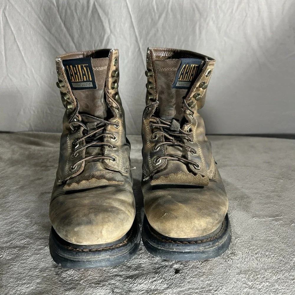 Ariat Men's Brown Leather Lace Up Work Boots Soft Toe EH Size 9 D 10016266